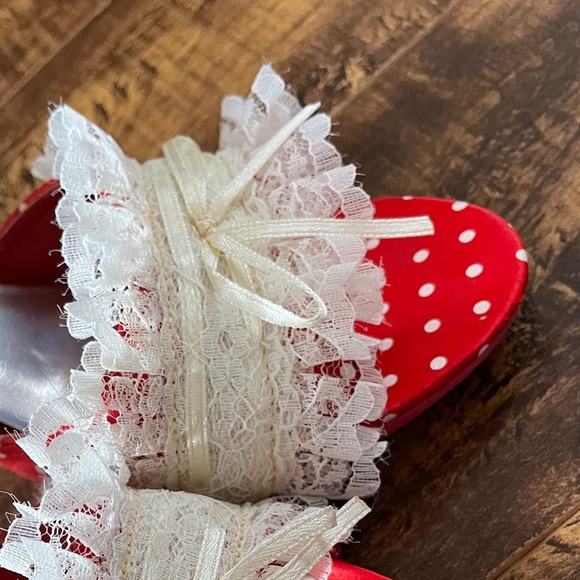 Vintage playboy kitten heels red polka dot lace - Picture 2 of 5
